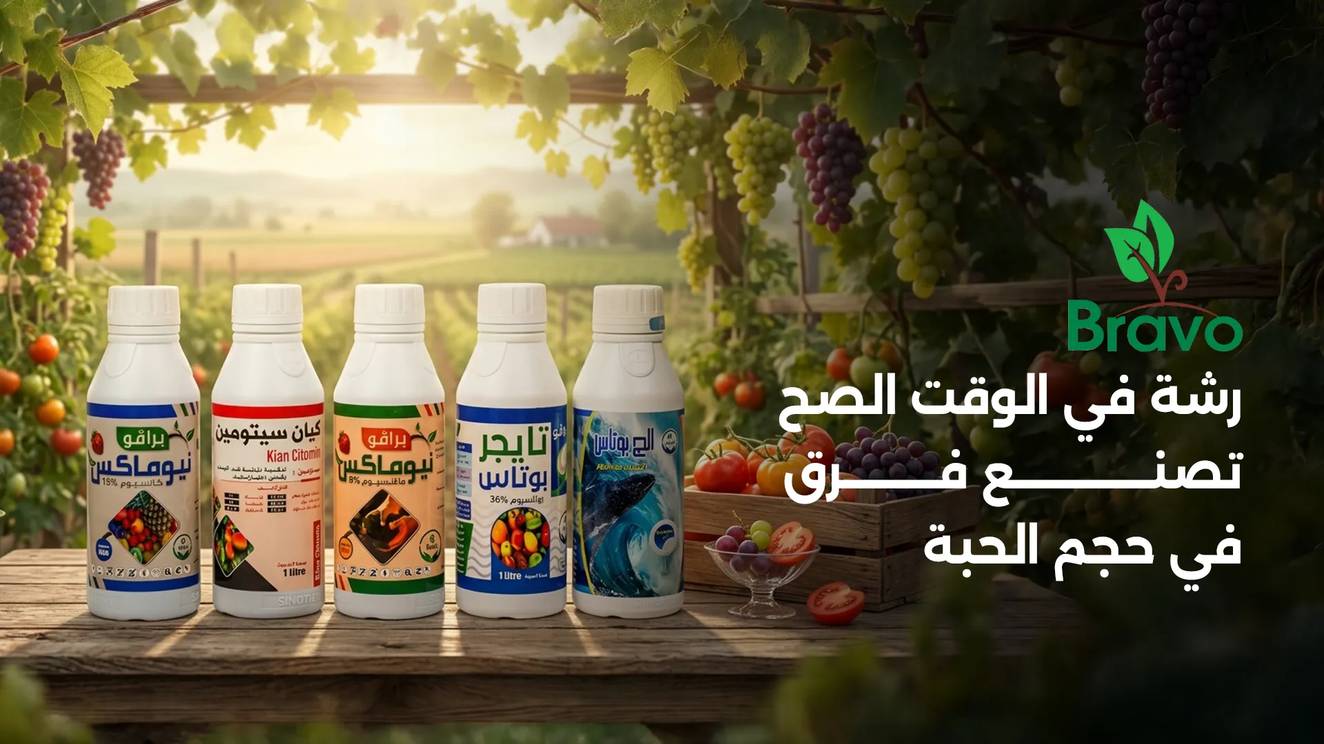 رش عناقيد العنب بالجبريلين ومعالجة الطماطم بعناصر التحجيم