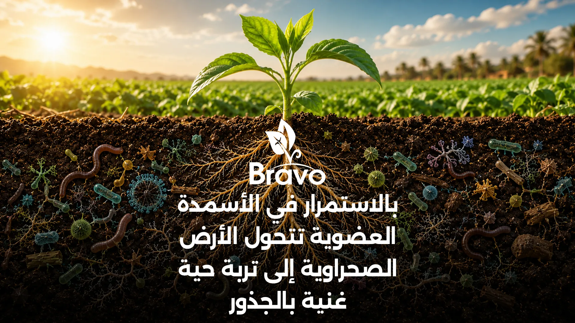 تحويل الأرض الصحراوية إلى تربة حية منتجة بالأسمدة العضوية والهيوميك أسيد